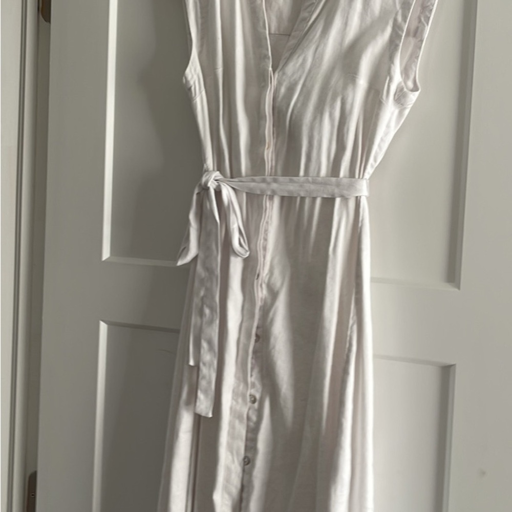 Tahari Cream Button-Down Midi Dress